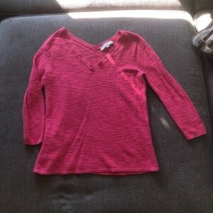 Loft Used V Neck Mid Long Sleeve Sweater like Shirt Bubblegum Pink